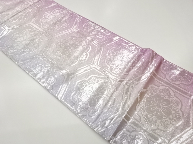 JAPANESE FUKURO OBI / REVERSIBLE / WOVEN FLOWER CREST